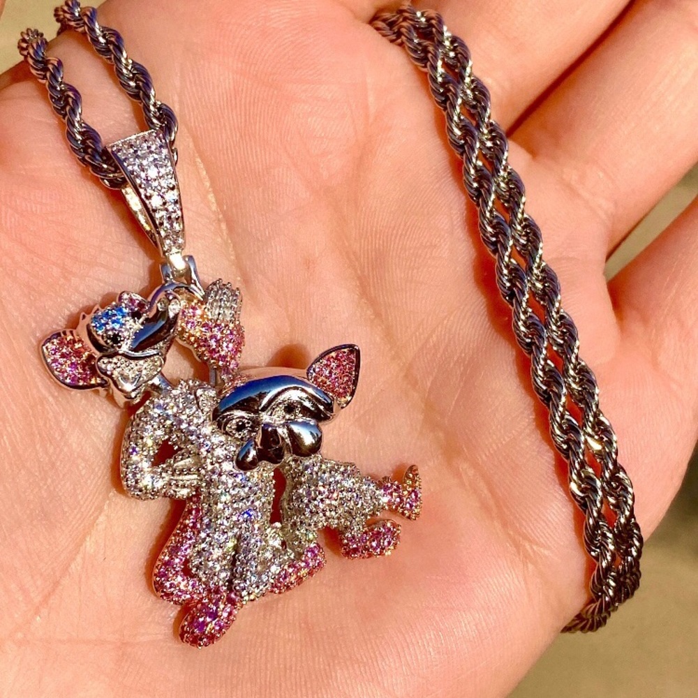 Gold Plated Pinky & The Brain Pendant